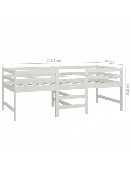 Giroletto Bianco 90x200 cm in Legno Massello di Pino