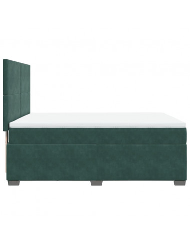 Giroletto a Molle con Materasso Verde Scuro 140x200 cm Velluto