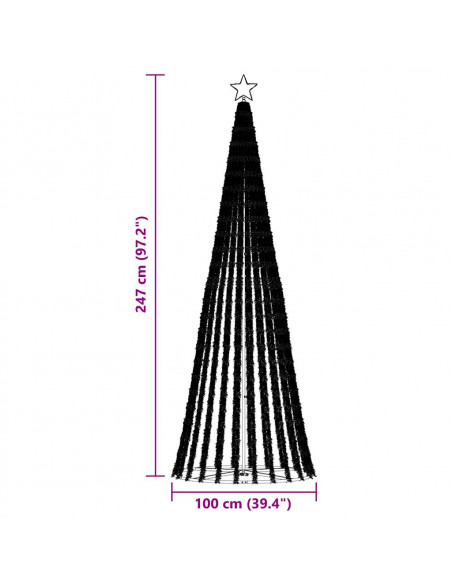 Illuminazione Albero di Natale a Cono 475 LED Blu 247 cm