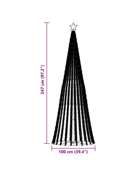 Illuminazione Albero di Natale a Cono 475 LED Colorato 247 cm