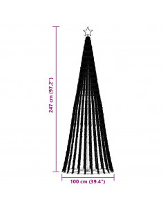 Illuminazione Albero di Natale a Cono 475LED Bianco Caldo 247cm