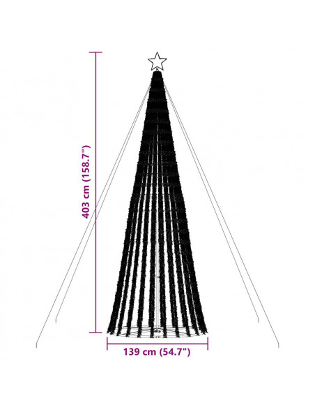 Illuminazione Albero Natale a Cono 1028 LED Bianco Caldo 403 cm