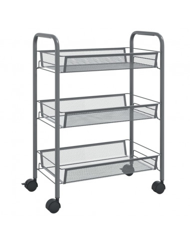 Carrello da Cucina con 3 Ripiani Grigio 46x26x64 cm in Ferro