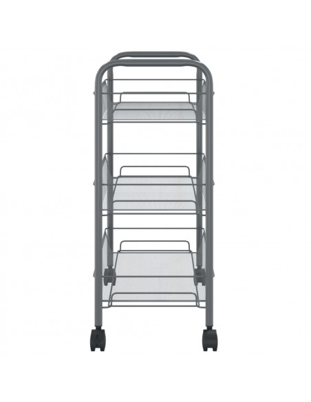 Carrello da Cucina con 3 Ripiani Grigio 46x26x64 cm in Ferro