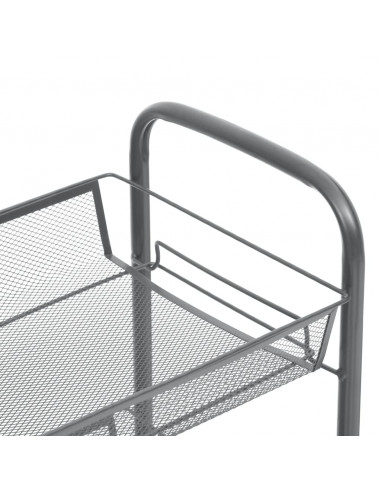Carrello da Cucina con 3 Ripiani Grigio 46x26x64 cm in Ferro