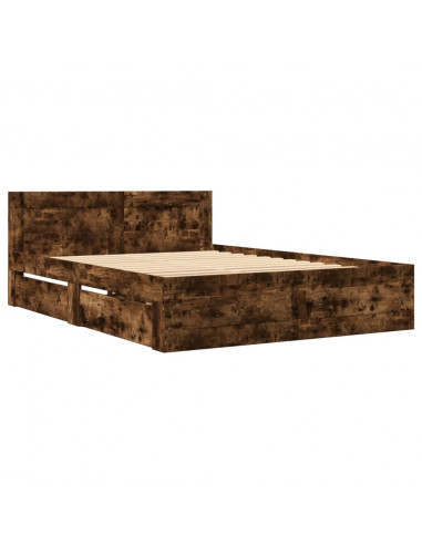 Giroletto con Testiera Rovere Fumo 135x190 cm Legno Multistrato