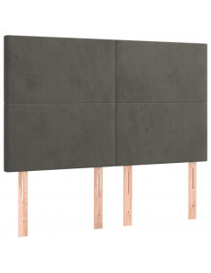 Giroletto a Molle con Materasso Grigio Scuro 140x200 cm Velluto