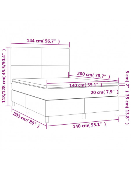 Giroletto a Molle con Materasso Blu Scuro 140x200 cm in Velluto