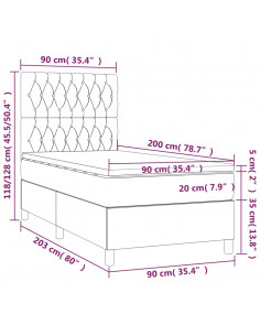 Giroletto a Molle con Materasso Tortora 90x200 cm inTessuto