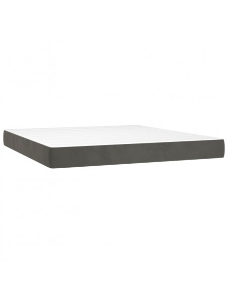 Giroletto a Molle con Materasso Grigio Scuro 180x200 cm Velluto