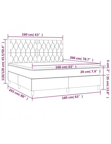 Giroletto a Molle con Materasso Tortora 160x200 cm in Tessuto