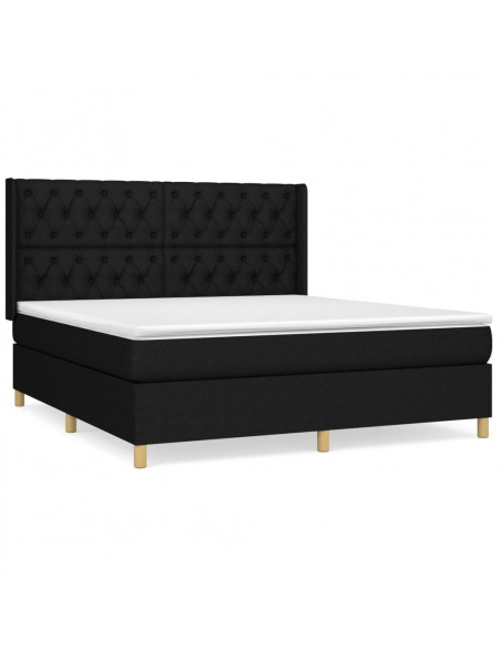 Giroletto a Molle con Materasso Nero 160x200 cm in Tessuto