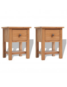 Comodini 2 pz 36x30x47 cm in Legno Massello di Rovere 2