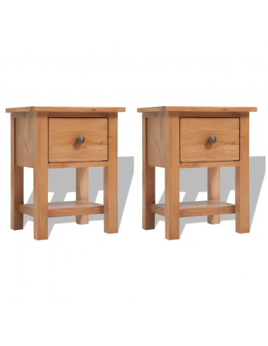 Comodini 2 pz 36x30x47 cm in Legno Massello di Rovere