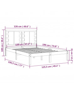 Giroletto Bianco in Legno Massello 120x190 cm Small Double