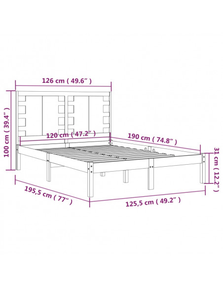 Giroletto Bianco in Legno Massello 120x190 cm Small Double
