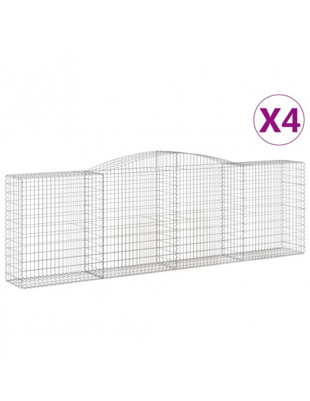 Cesti Gabbioni ad Arco 4 pz 400x50x120/140 cm Ferro Zincato