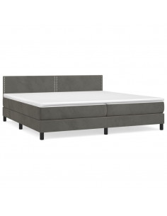 Giroletto a Molle con Materasso Grigio Scuro 200x200 cm Velluto 2