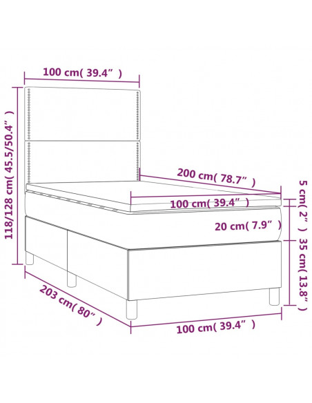 Giroletto a Molle con Materasso Blu Scuro 100x200 cm in Velluto