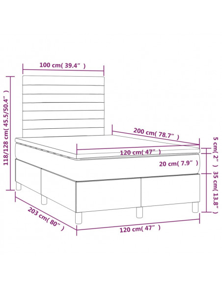 Giroletto a Molle con Materasso Rosa 120x200 cm in Velluto