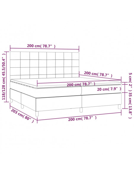 Giroletto a Molle con Materasso Nero 200x200 cm in Velluto