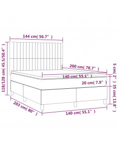 Giroletto a Molle con Materasso Grigio Scuro 140x200cm Tessuto