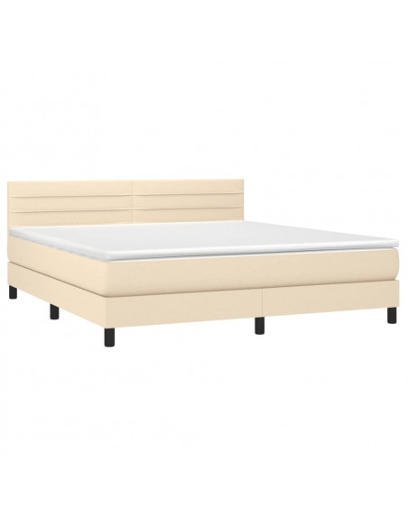 Giroletto a Molle con Materasso Crema 160x200 cm in Tessuto