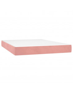 Giroletto a Molle con Materasso Rosa 140x190 cm in Velluto