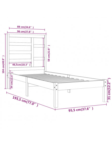 Giroletto Bianco in Legno Massello 90x190 cm Single