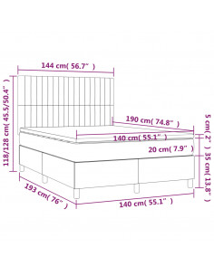Giroletto a Molle con Materasso Grigio Scuro 140x190 cm Tessuto