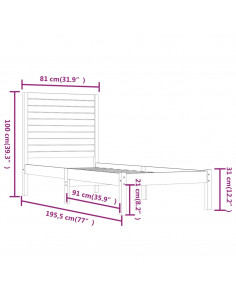 Giroletto Bianco in Legno Massello 75x190 cm Small Single