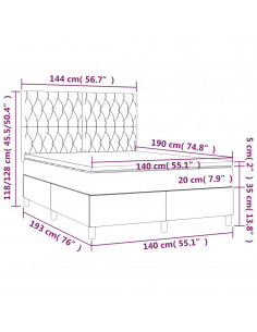 Giroletto a Molle con Materasso Tortora 140x190 cm in Tessuto