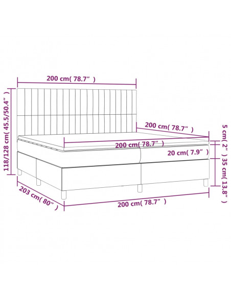 Giroletto a Molle con Materasso Tortora 200x200 cm in Tessuto