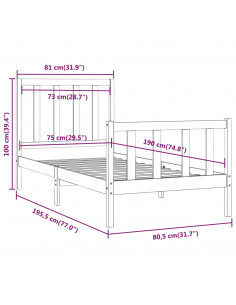 Giroletto Bianco in Legno Massello 75x190 cm Small Single