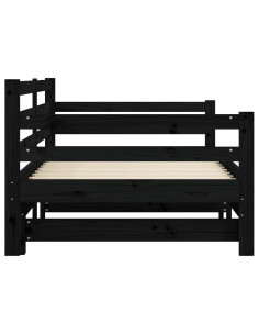 Divano Letto con Letto Estraibile Nero 90x200cm Massello Pino