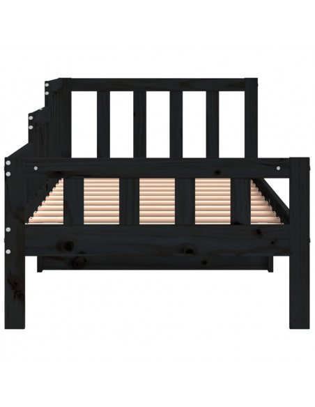 Dormeuse Nera 80x200 cm in Legno Massello di Pino