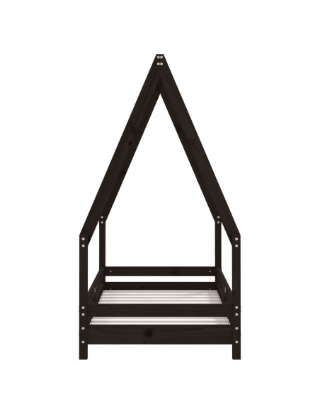 Giroletto per Bambini Nero 70x140 cm in Legno Massello di Pino