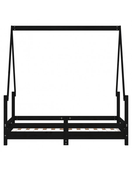 Giroletto per Bambini Nero 70x140 cm in Legno Massello di Pino