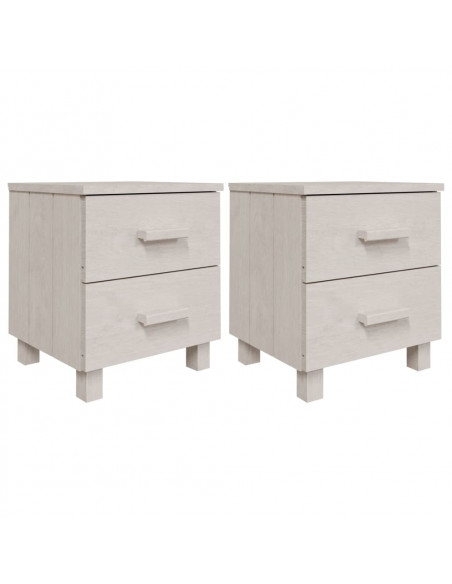 Comodini HAMAR 2 pz Bianchi 40x35x44,5 cm in Legno di Pino