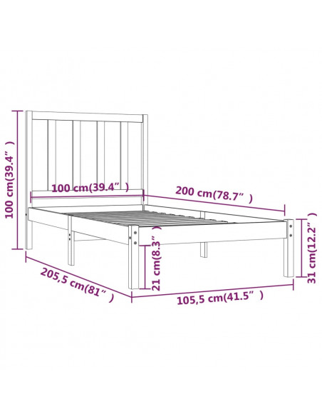 Giroletto Bianco in Legno Massello di Pino 100x200 cm