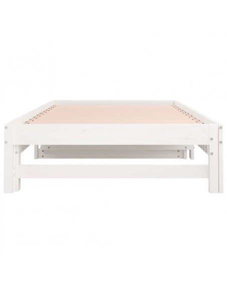 Dormeuse Estraibile Bianca 2x(90x200) cm Legno Massello di Pino