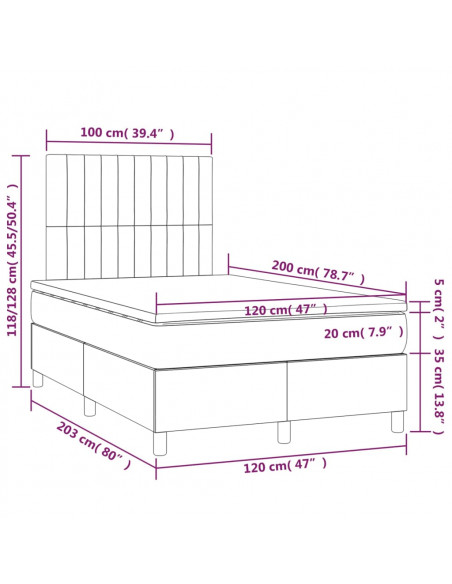 Giroletto a Molle con Materasso Marrone Scuro 120x200cm Tessuto