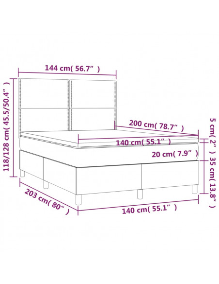 Giroletto a Molle con Materasso Tortora 140x200 cm in Tessuto