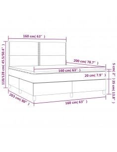 Giroletto a Molle con Materasso Grigio Scuro 160x200 cm Velluto