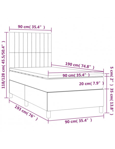 Giroletto a Molle con Materasso Tortora 90x190 cm in Tessuto