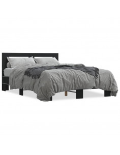 Giroletto Nero 135x190 cm in Legno Multistrato e Metallo 2