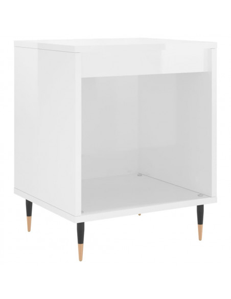 Comodino Bianco Lucido 40x35x50 cm in Legno Multistrato