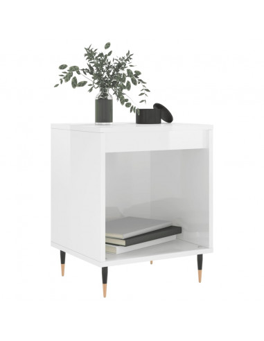 Comodino Bianco Lucido 40x35x50 cm in Legno Multistrato