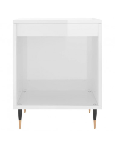 Comodino Bianco Lucido 40x35x50 cm in Legno Multistrato