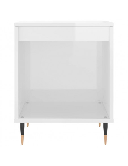 Comodino Bianco Lucido 40x35x50 cm in Legno Multistrato